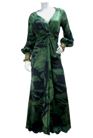 Pamella Roland Breaded Emerald Evening Gown Pamella Roland Breaded Emerald Evening Gown