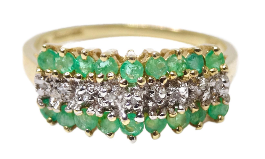 Diamond Emerald Cluster Ring Vintage by Misty