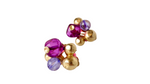 Vintage Purple Beaded Cluster 14k Gold Plated Clip-On Earrings