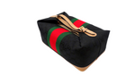 1980s Gucci Black GG Monogram Canvas Boxy Vanity Bag