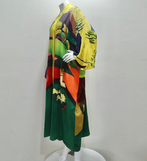 Vintage Hand Painted Silk Caftan Dress