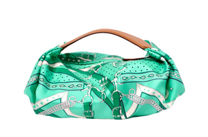 Hermes Balusoie Green Print Silk Scarf & Leather Handbag circa 2023