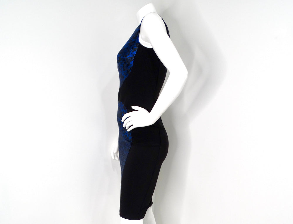 Michael Kors Blue & Black Camouflage Print Midi Dress