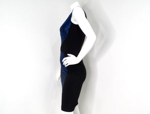 Michael Kors Blue & Black Camouflage Print Midi Dress