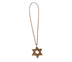 1970s Star of David Filigree 14k Gold Plated Rope Chain Pendant Necklace