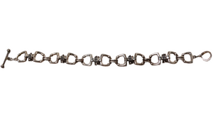 Vintage Michael Dawkins Sterling Silver Stirrup Style Link Toggle Bracelet