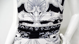 Versace Black & Grey Baroque Print Halter Dress