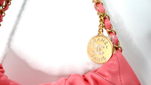 Chanel 22 Small Coral Shiny Quilted Calfskin Tote Bag