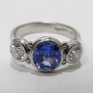 Sapphire Platinum Vintage Diamond Ring