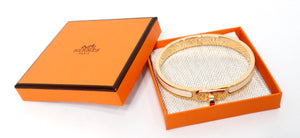 Hermes Clic Kelly 18k Gold Plated & White Enamel Bangle Bracelet
