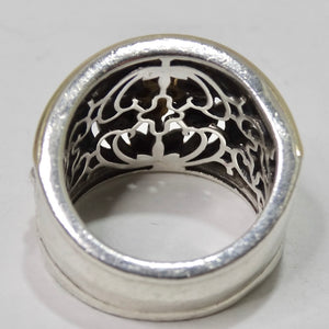Charles Krypell Sterling Silver and 18K Gold Ivy Dome Ring