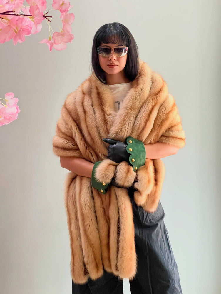 J Mendel Light Brown Mink Fur Stole circa 1990s