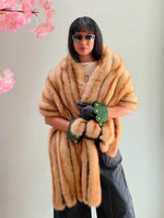 J Mendel Light Brown Mink Fur Stole circa 1990s