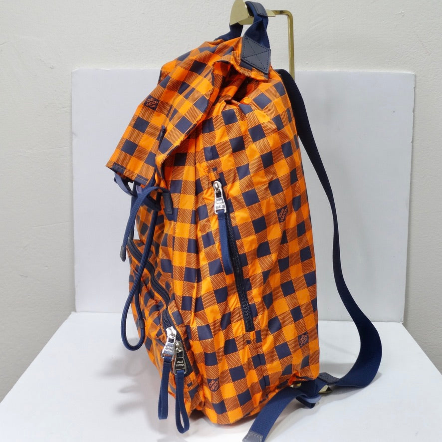 LOUIS VUITTON Nylon Damier Masai Adventure Practical Backpack Orange 208299