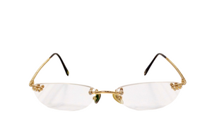 Tiffany & Co. Clear Gold Plated Rimless Eyeglasses With Crystal Details