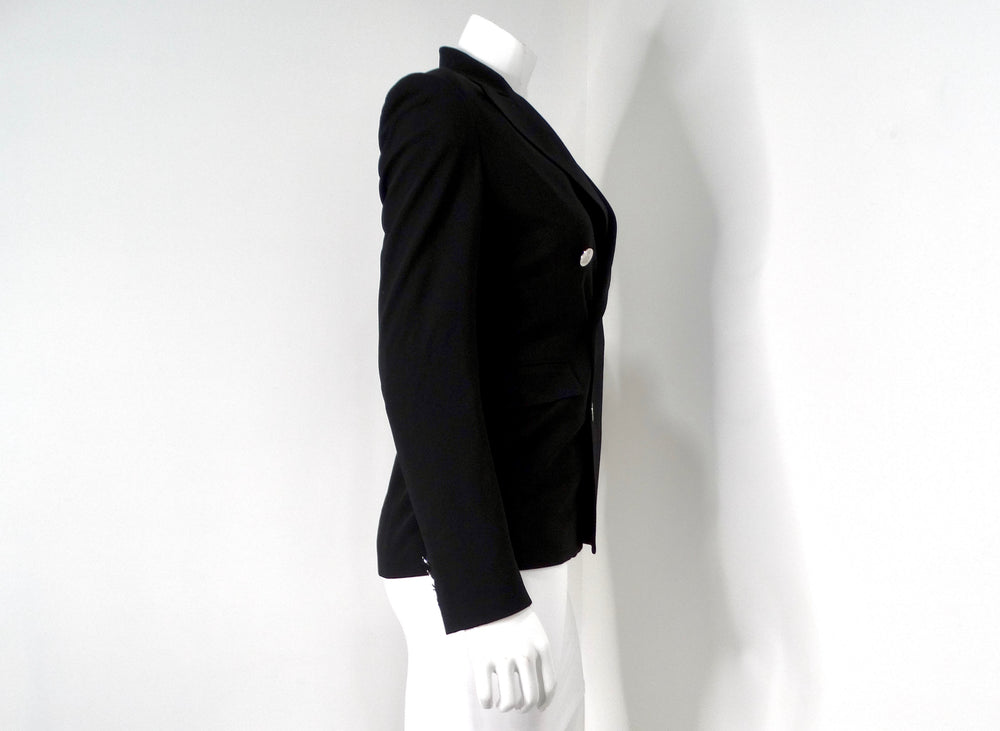 Ralph Lauren Purple Label Black Wool Blend Double-Breasted Blazer