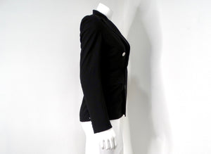 Ralph Lauren Purple Label Black Wool Blend Double-Breasted Blazer