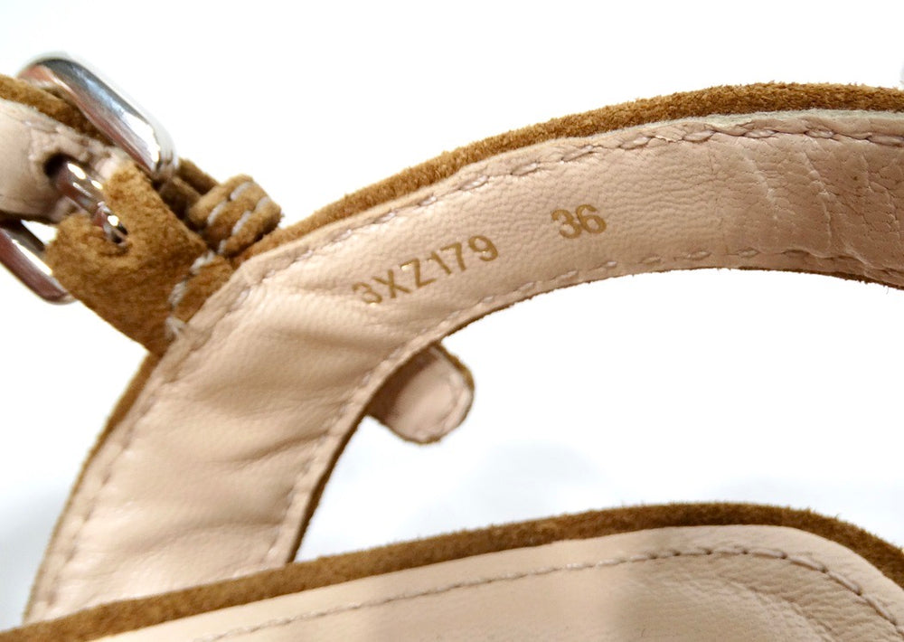 Prada Brown Suede Platform Wedge Sandals