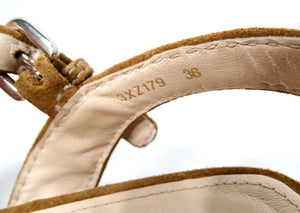 Prada Brown Suede Platform Wedge Sandals