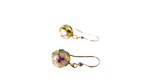 Vintage Cloisonné Enamel 14k Gold Plated Champleve Ball Dangle Earrings