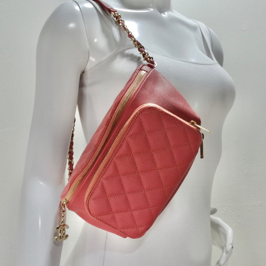 CHANEL Red Quilted Caviar Leather Chic Affinity Belt Bag