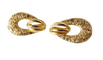 1980s French Detailed 14k Yellow Gold Plated Door Knocker Earrings