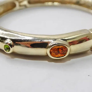 1980s 18K Gold Plated Rhinestone Cuff Bracelet