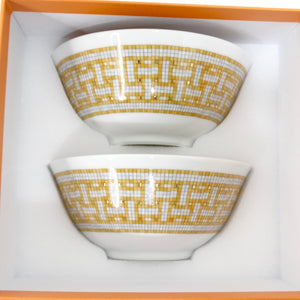 Hermes Mosaique 24 Gold Rice Bowl Set