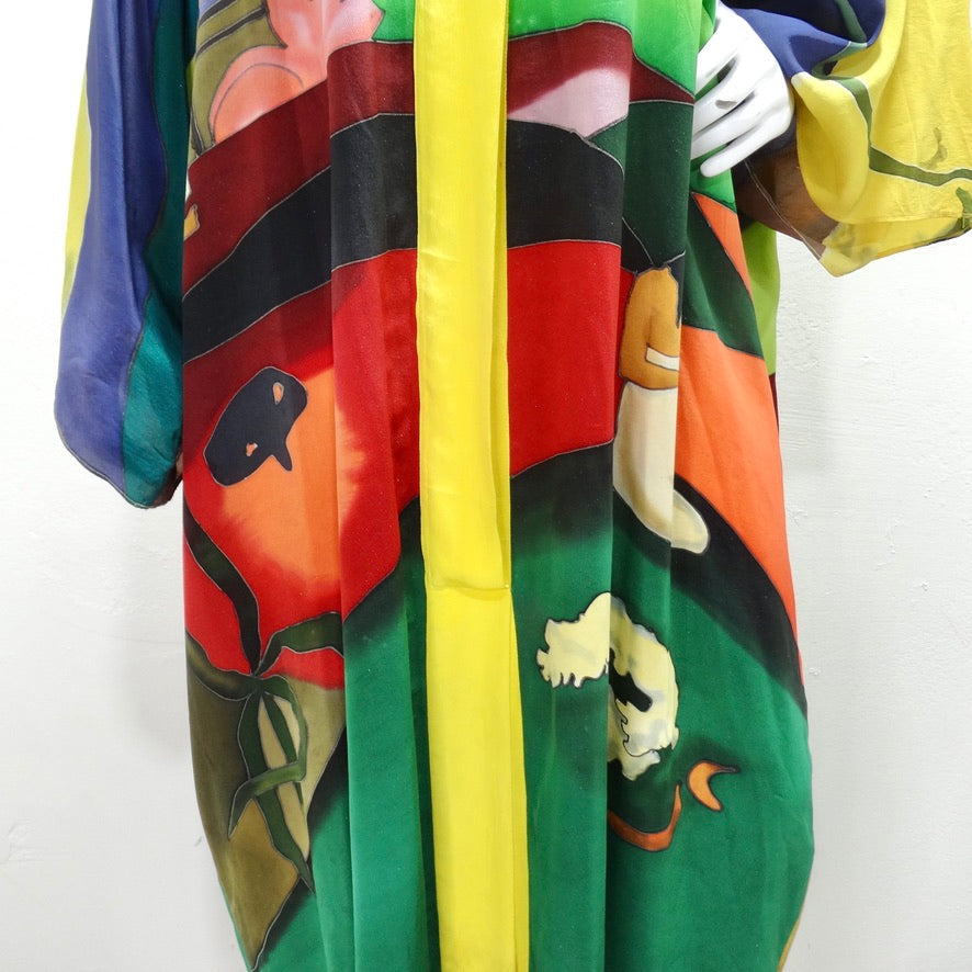Vintage Hand Painted Silk Caftan Dress
