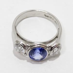 Sapphire Platinum Vintage Diamond Ring