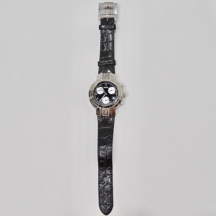 Fendi 4500G Stainless Steel Black Quartz Chronograph Men's Dial Watch