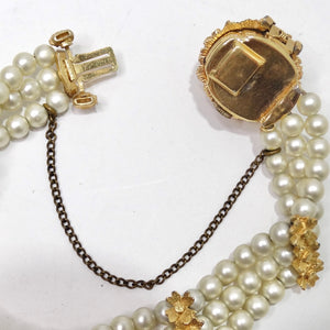 18K Gold Plated Pearl Hidden Watch Bracelet