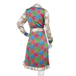 Duro Olowu Bright Flower Print Silk Long Sleeve Belted Button-Up Dress
