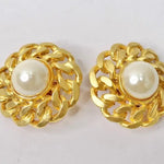 1980s 14K Gold Plated Faux Pearl Earrings
