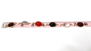 1970s Scarab Carved Multi-Gemstone & Pearl 12k Gold Filled Bracelet