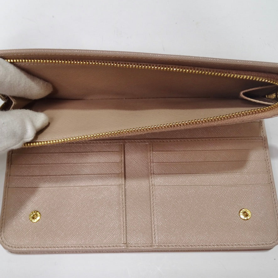 PRADA Prada Large Zip Around Saffiano Leather Wallet - Stylemyle