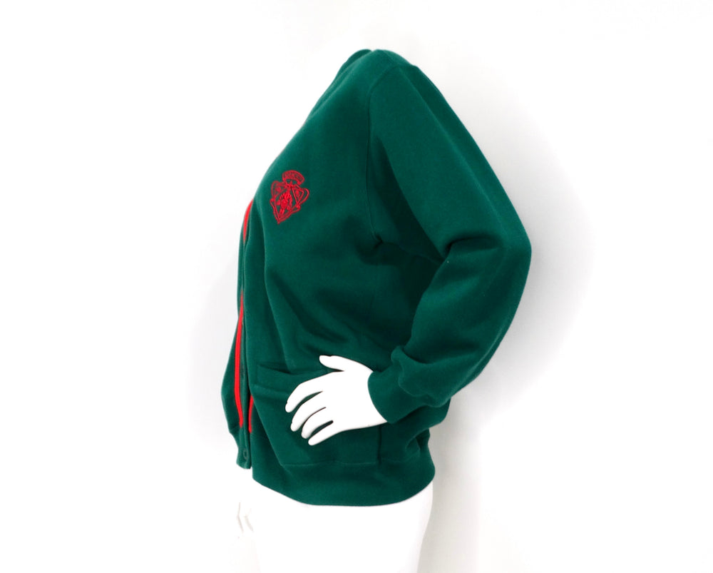 Gucci Green & Red Trim Cotton Logo Patch Cardigan circa 1980s