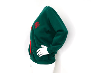 Gucci Green & Red Trim Cotton Logo Patch Cardigan circa 1980s