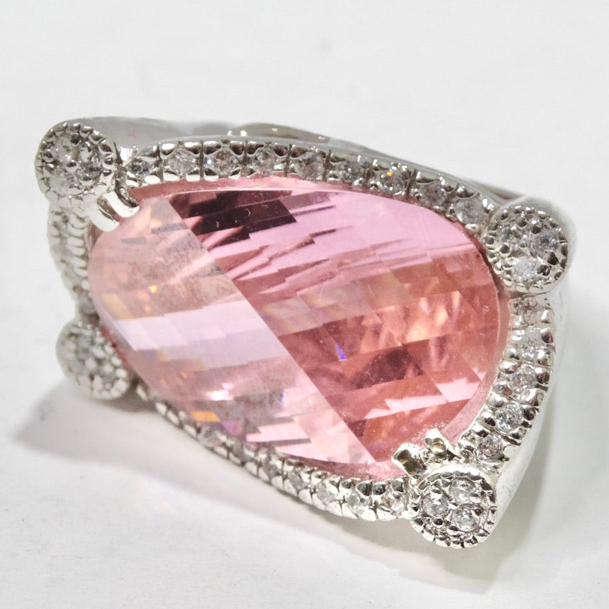 Pink Synthetic Sapphire Silver Ring