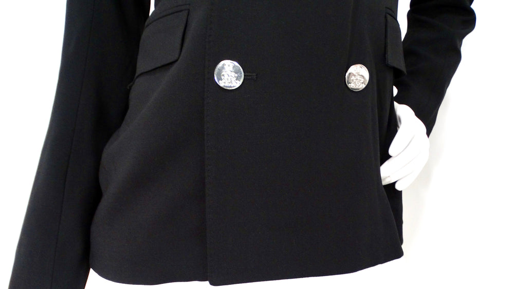 Ralph Lauren Purple Label Black Wool Blend Double-Breasted Blazer