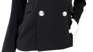 Ralph Lauren Purple Label Black Wool Blend Double-Breasted Blazer