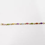 Multi Gem Cabachon, Tourmaline and Aquamarine Diamond Bracelet 1980s