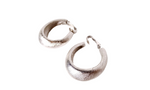 1980s Trifari Sterling Silver Textured Clip-On Hoop Earrings