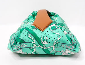 Hermes Balusoie Green Print Silk Scarf & Leather Handbag circa 2023