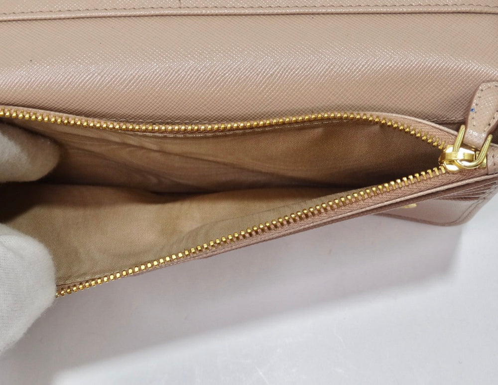 Prada, Bags, Prada Large Saffiano Leather Wallet Navy