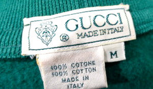 Gucci Green & Red Trim Cotton Logo Patch Cardigan circa 1980s
