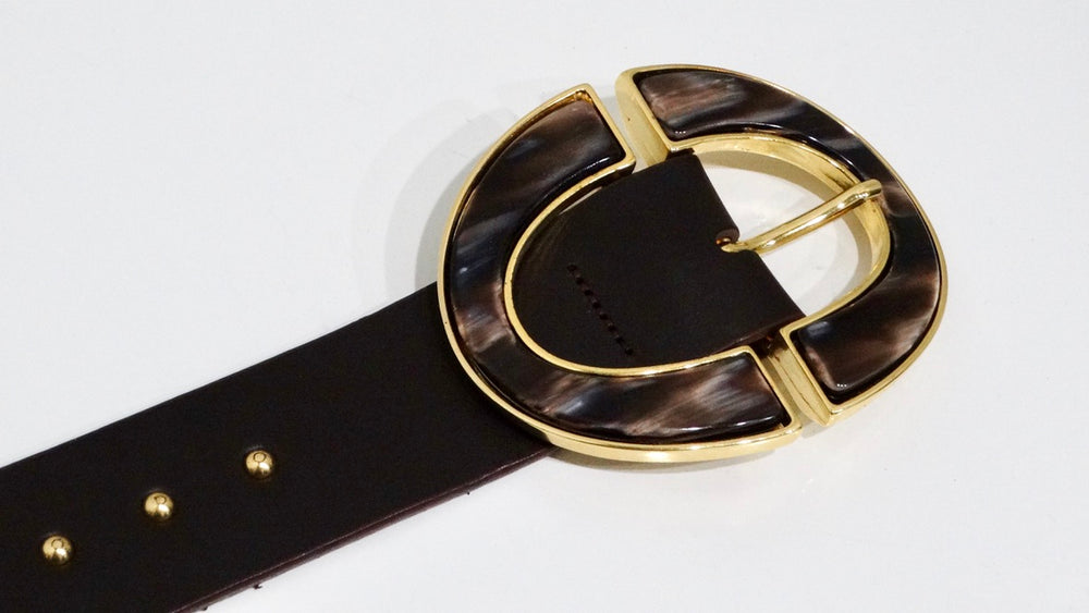 Roberto Cavalli Brown Leather Studded Belt