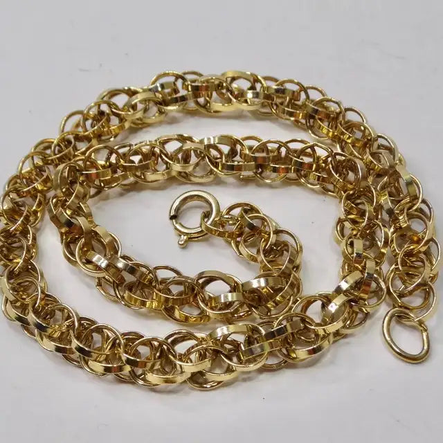 1980S 18K Gold Plated Rope Chain Choker Necklace