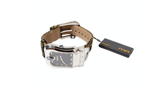 Fendi B. Stainless Steel Zucca Canvas Wrist Watch