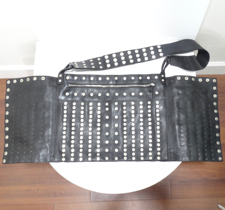 Dolce & Gabana Leather Studded Crossbody Utility Bag